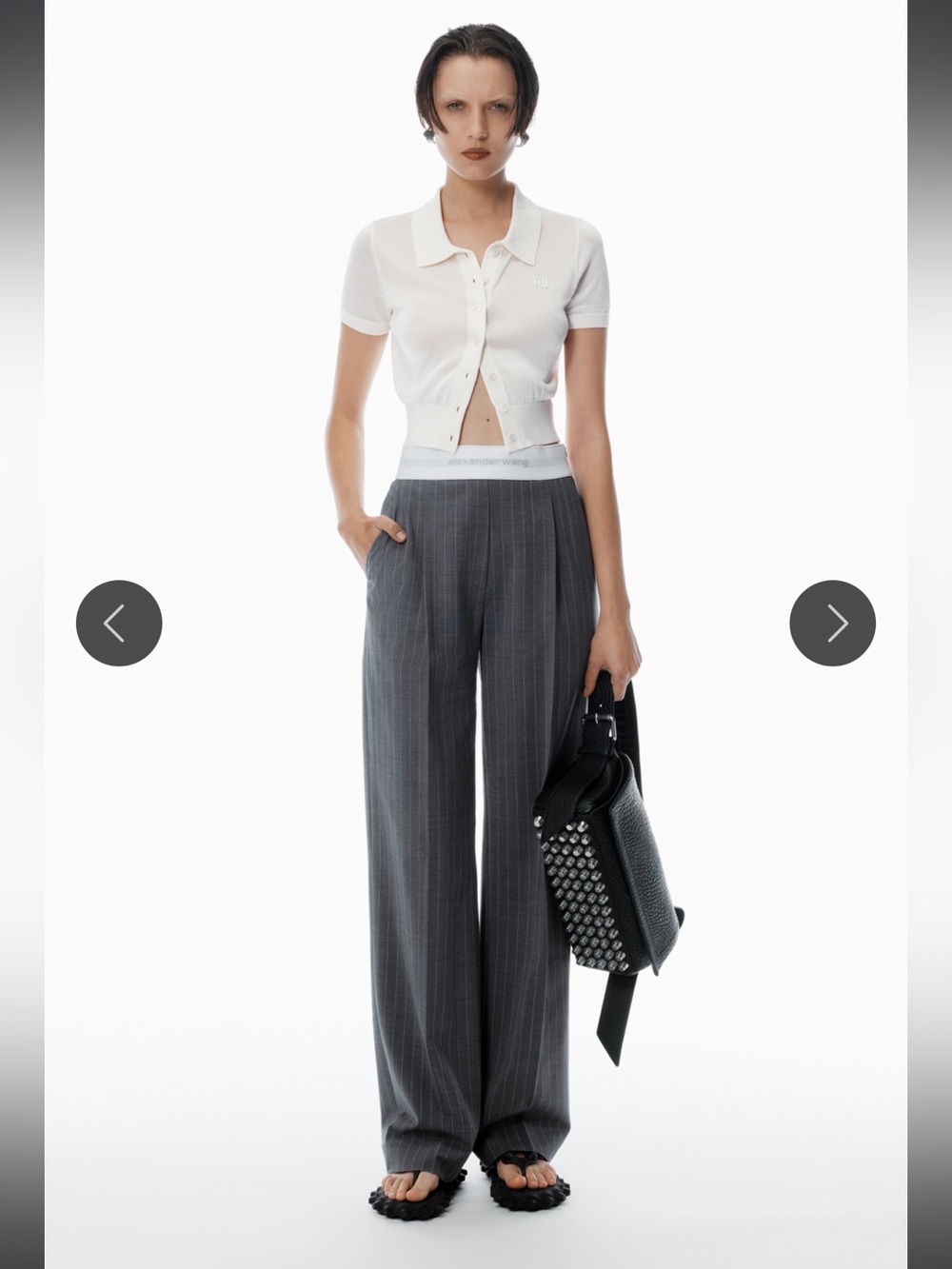 Alexander Wang High-Waisted Pleat Pant with Logo Elastic